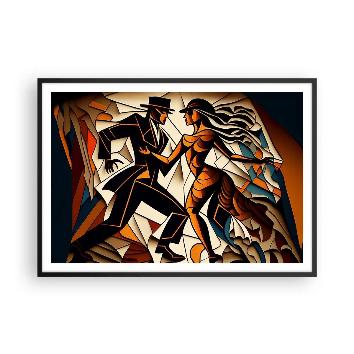Plakat i sort ramme - Dans af lidenskab og passion - 100x70 cm