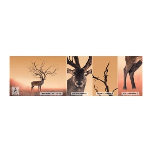 Prøve Fototapet Selvklæbende Deluxe Sticker - Urhjort - skovens evige ånd - Abstraktion, Hjort, Natur - 100x30 cm