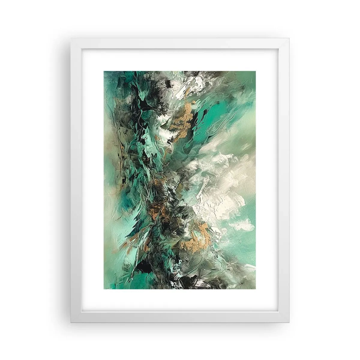 Plakat i hvid ramme - Smaragdsort byld - 30x40 cm