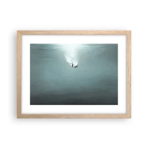 Plakat i ramme af lyst egetræ - I havets favntag - 40x30 cm