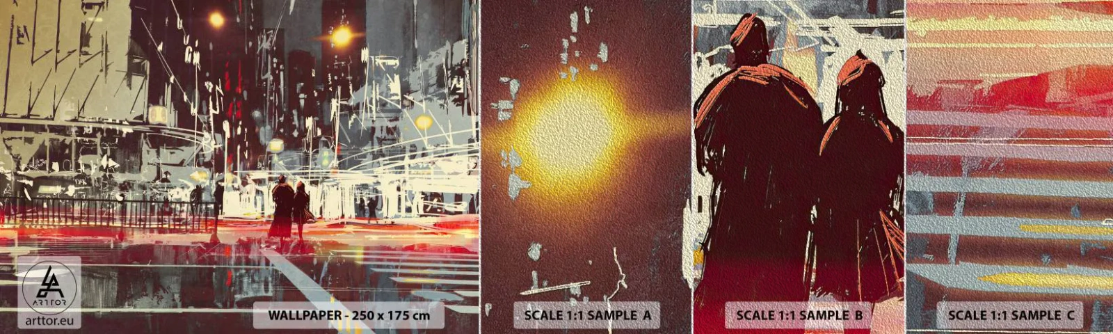 Prøve Fototapet Premium Sand - En storbyoverfart - By, Arkitektur, Natteliv - 100x30 cm