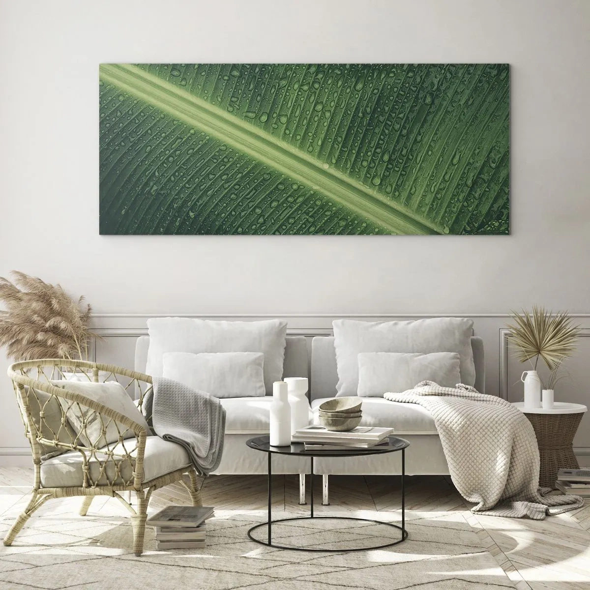 Billede på glas - Grøn struktur - 100x40 cm