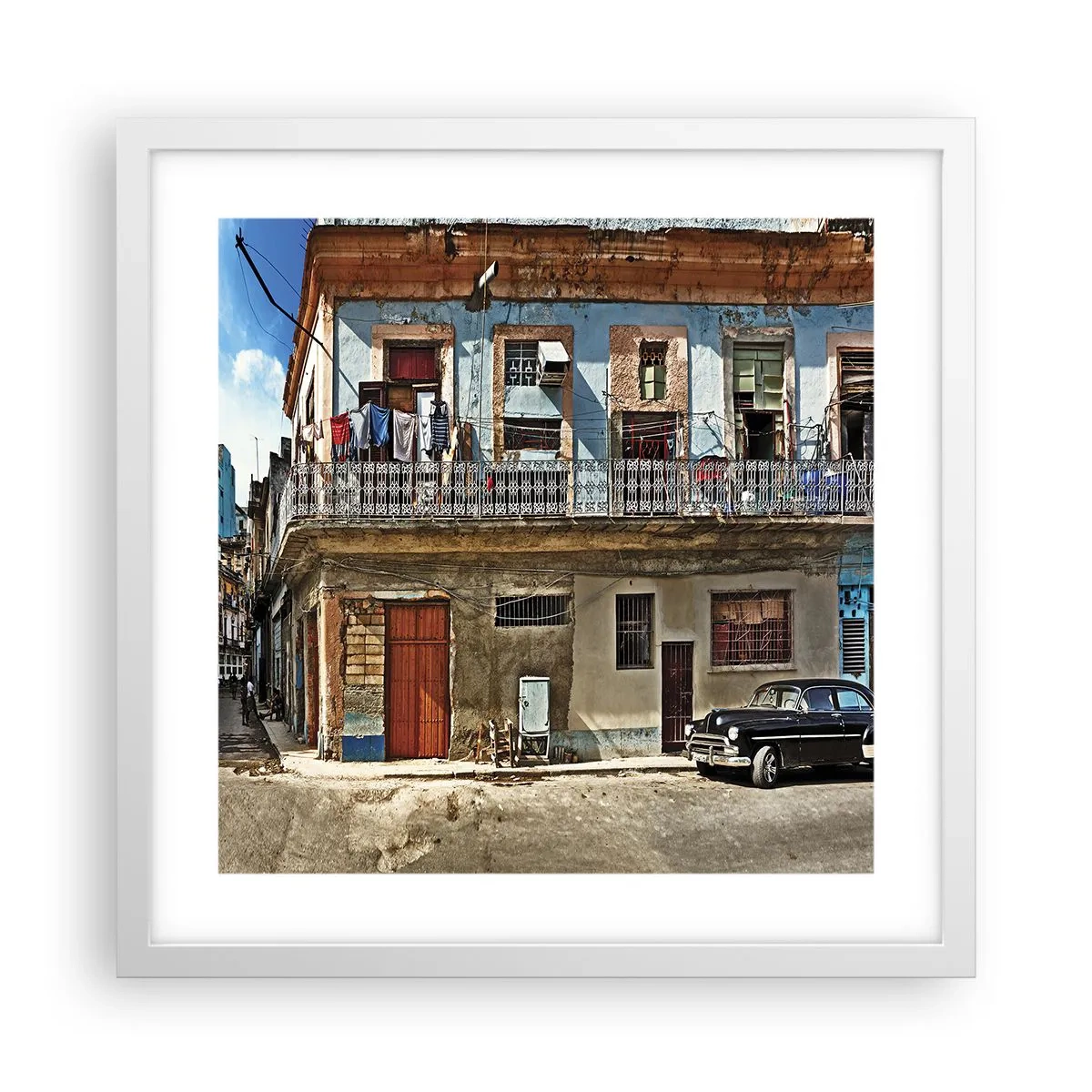 Plakat i hvid ramme - Havana stemning - 40x40 cm