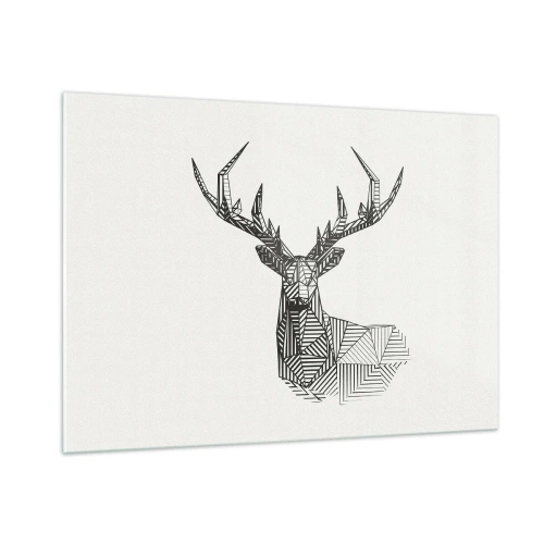 Billede på glas - Hjorte i kubistisk stil - 100x70 cm