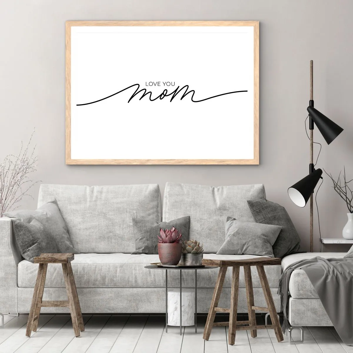 Plakat i ramme af lyst egetræ - Stor følelse - 70x50 cm