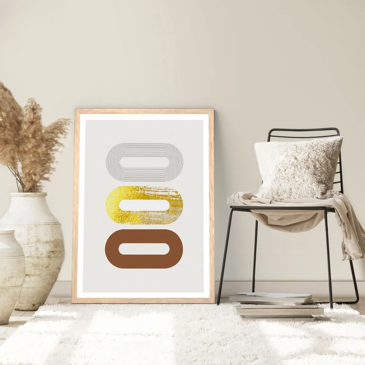 Plakat i ramme af lyst egetræ - Åhhh! - 70x100 cm