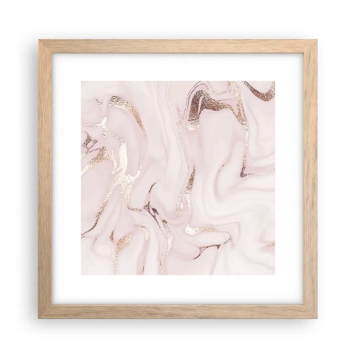Plakat i ramme af lyst egetræ - I et lyserødt tørklæde - 30x30 cm