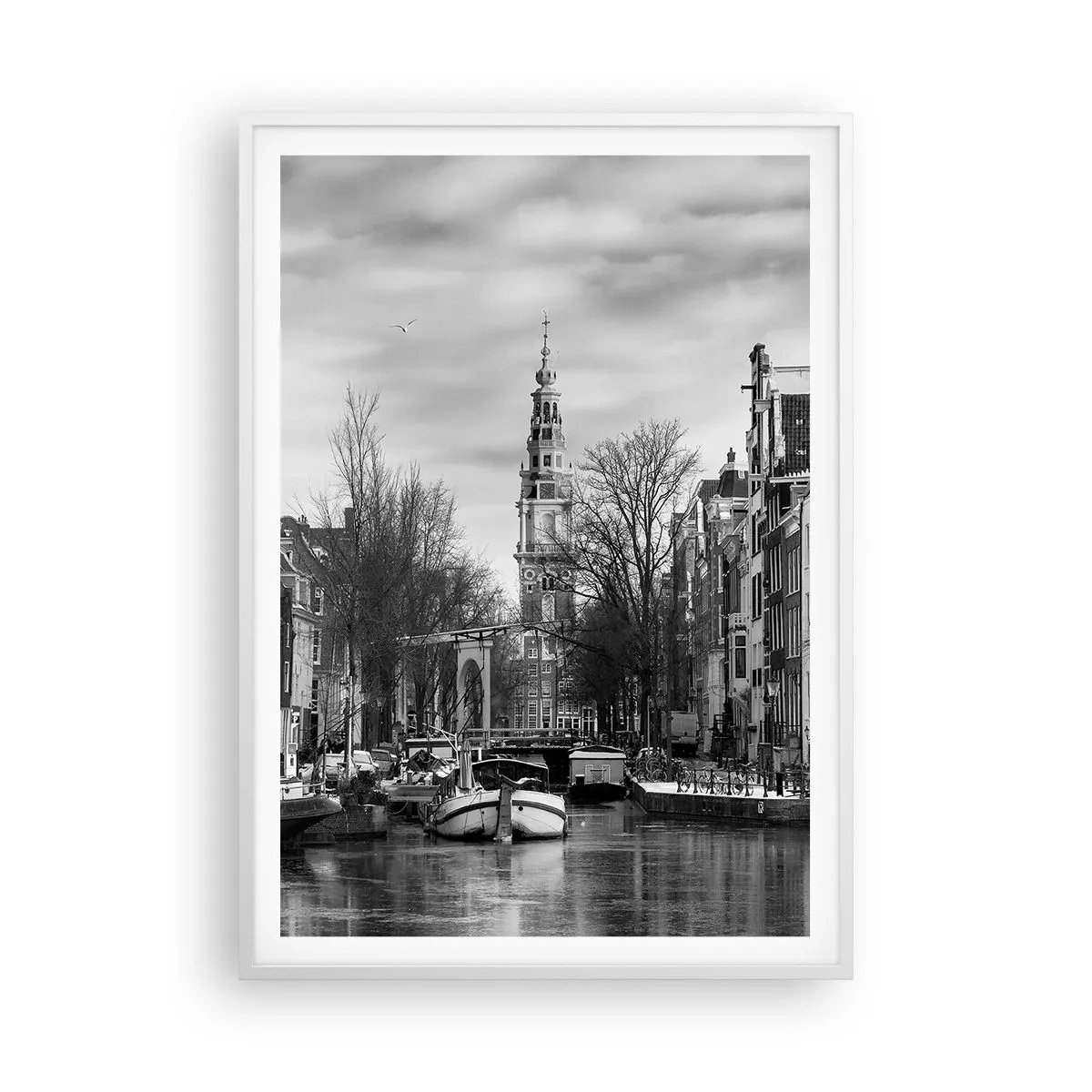 Plakat i hvid ramme - Amsterdam stemning - 70x100 cm