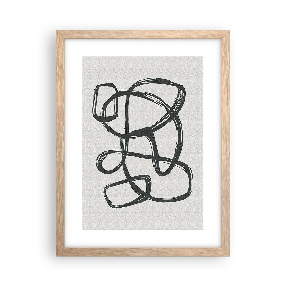 Plakat i ramme af lyst egetræ - Loopet abstraktion - 30x40 cm