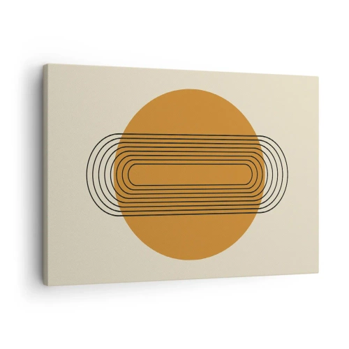Lærredstryk - Billede på lærred - Geometrisk mønster med orange cirkler og linjer - 70x50cm - Den perfekte plan - Moderne vægdekoration til stue og soveværelse ARTTOR