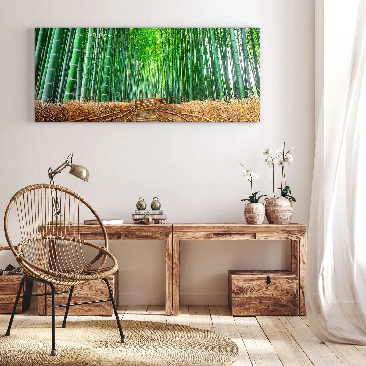 Lærredstryk - Billede på lærred - Essensen af den asiatiske natur - 140x50 cm