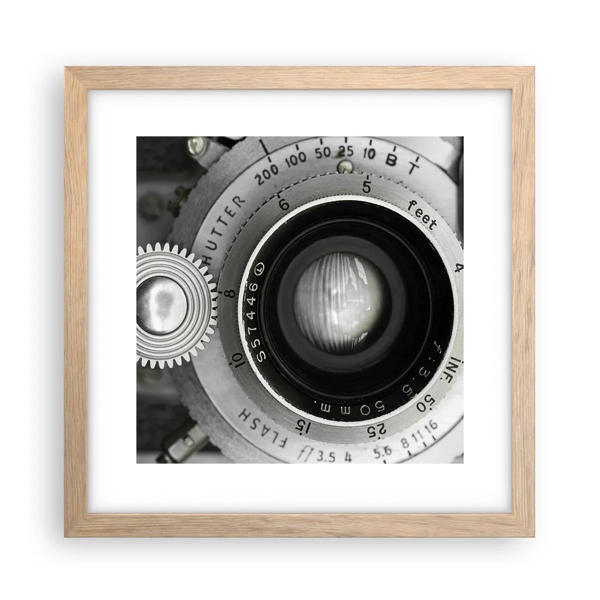 Plakat i ramme af lyst egetræ - Historien om Hollywood - 30x30 cm