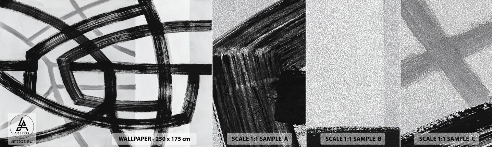 Prøve Fototapet Premium Sand - Opbygning af dybde - Tankestreger, Stykke, Moderne - 100x30 cm