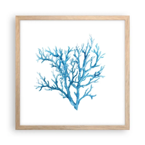 Plakat i ramme af lyst egetræ - Marint filigran - 40x40 cm