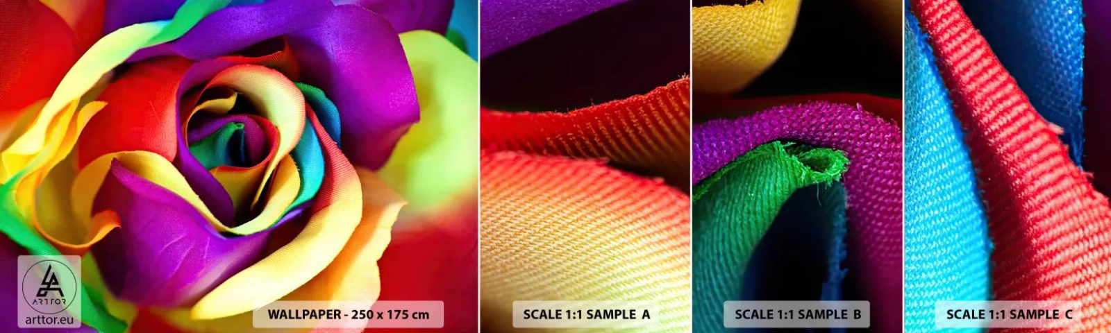 Fototapet Prøve Standard Eco - Dette er umuligt - Abstraktion, Blomst, Farverig Rose - 100x30 cm