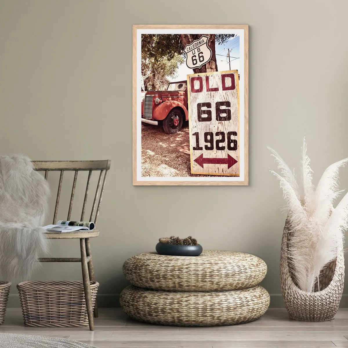 Plakat i ramme af lyst egetræ - En legende om det amerikanske landskab - 70x100 cm