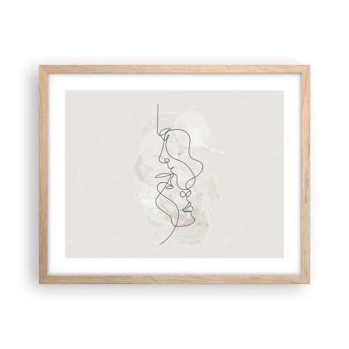 Plakat i ramme af lyst egetræ - Omfavnet i en omfavnelse - 50x40 cm