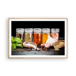 Plakat i ramme af lyst egetræ - For at livet kan smages - 91x61 cm