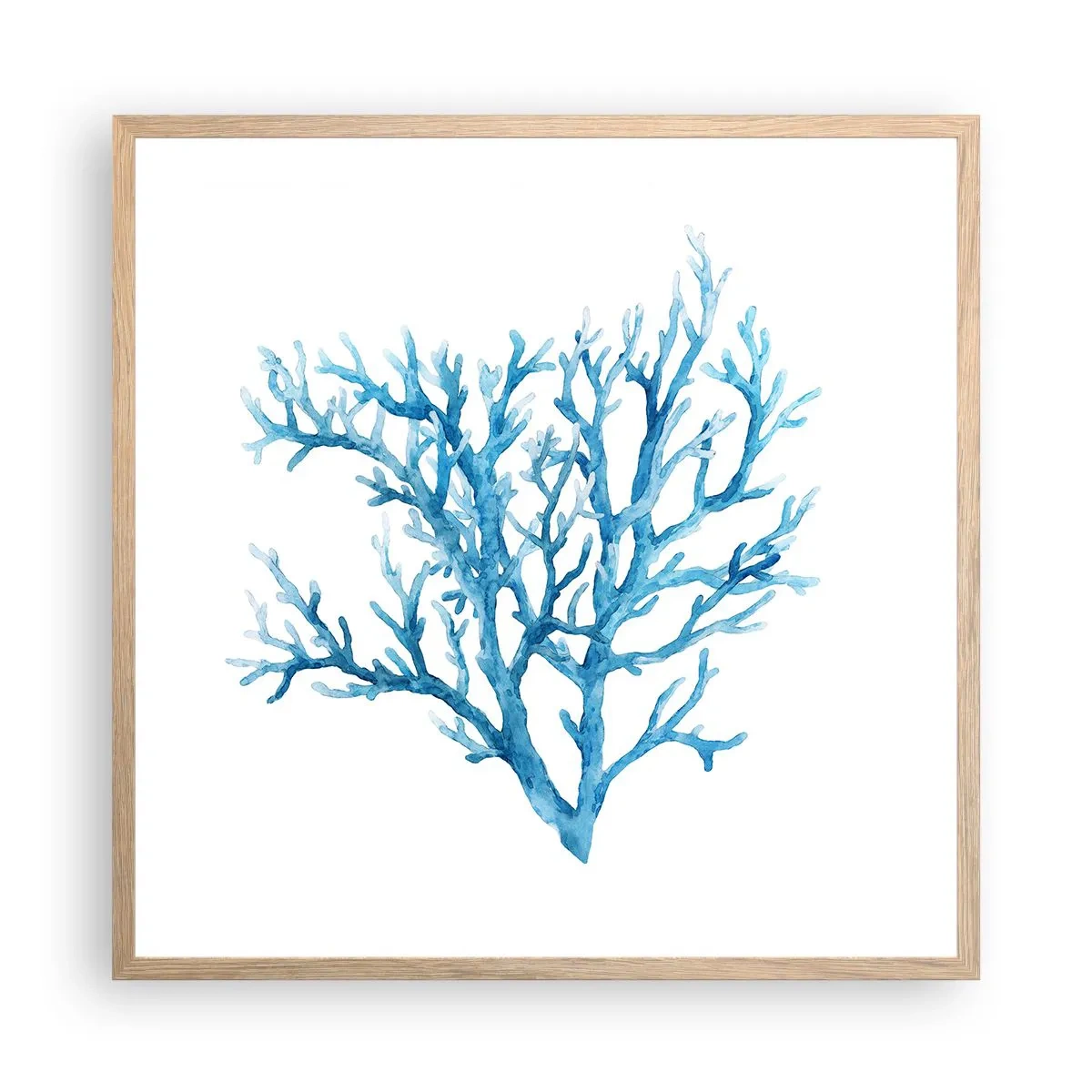 Plakat i ramme af lyst egetræ - Marint filigran - 60x60 cm