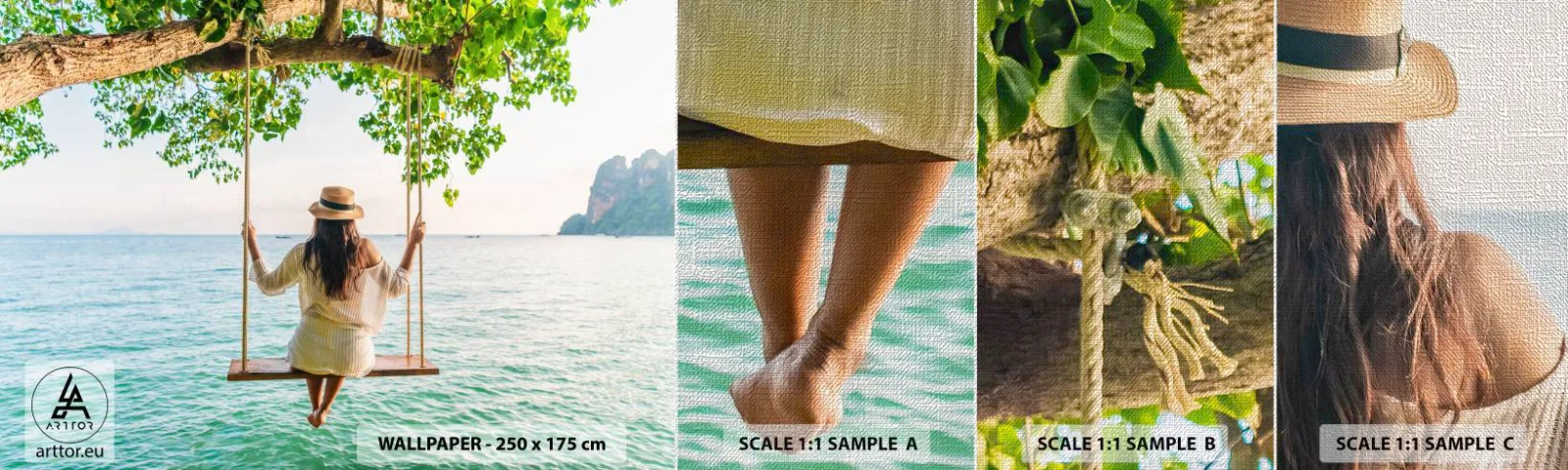 Prøve Fototapet Premium Canvas - Livet er smukt - Lempelse, Svinge, Kvinde - 100x30 cm