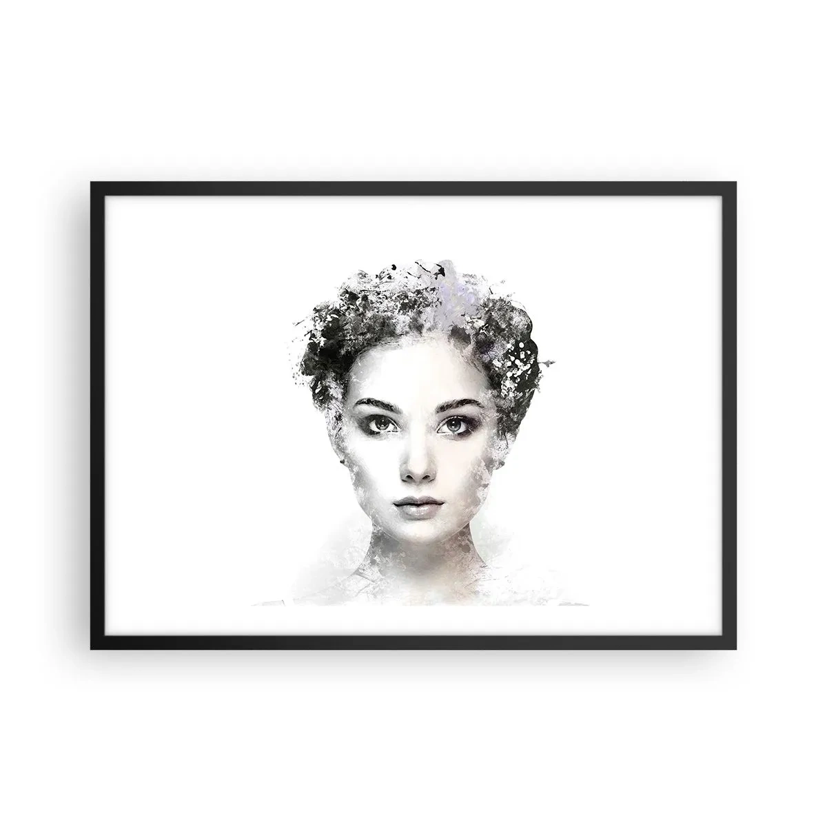 Plakat i sort ramme - Et meget stilfuldt portræt - 70x50 cm