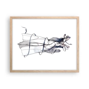 Plakat i ramme af lyst egetræ - En undersøgelse af berøring - 50x40 cm