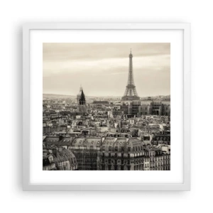 Plakat i hvid ramme - Over Paris' hustage - 40x40 cm