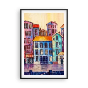 Plakat i sort ramme - En by som et eventyr - 61x91 cm