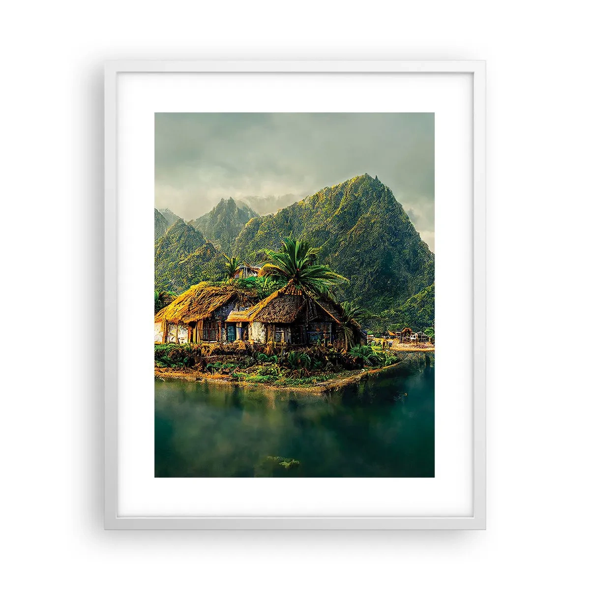 Plakat i hvid ramme - Tropisk paradis - 40x50 cm