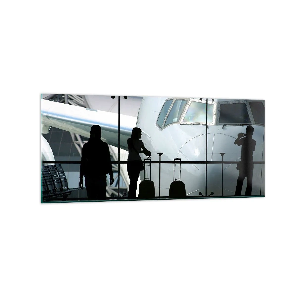 Billede på glas - Vis a vis i lufthavnen - 120x50 cm