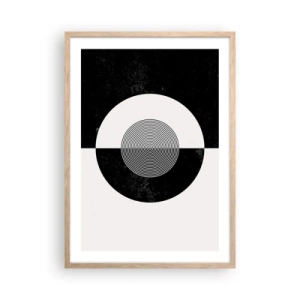 Plakat i ramme af lyst egetræ - Harmoni i sort og hvidt - 50x70 cm
