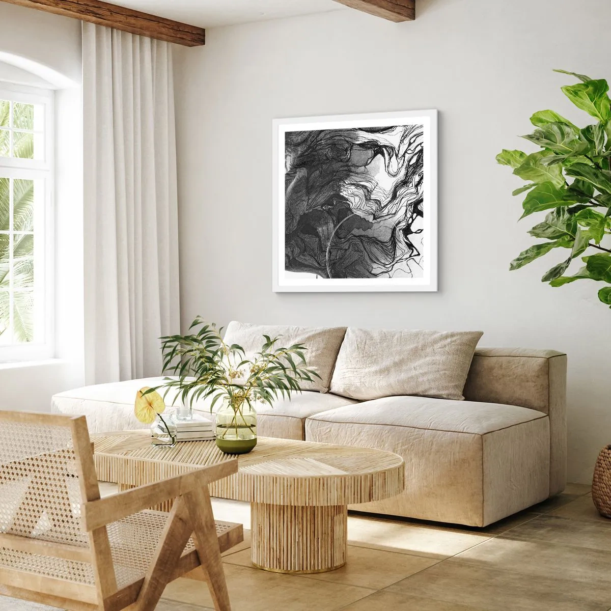 Plakat i hvid ramme - Forviklet i drømme - 40x40 cm
