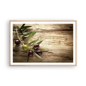 Plakat i ramme af lyst egetræ - Lige fra naturen - 91x61 cm