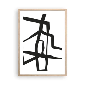 Plakat i ramme af lyst egetræ - Sort og hvid konstruktion - 50x70 cm