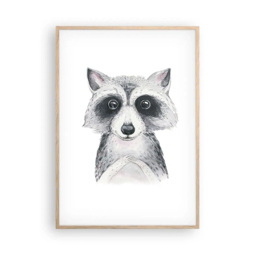 Plakat i ramme af lyst egetræ - Et øjeblik til at trække på skuldrene - 70x100 cm