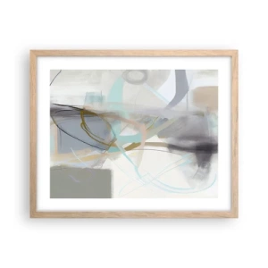 Plakat i ramme af lyst egetræ - Tågeagtig abstraktion - 50x40 cm