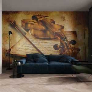Fototapet på mål Premium Sand - Virtuos søges omgående - Violin, musik, Musik noder