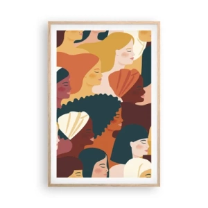 Plakat i ramme af lyst egetræ - Kun kvindelighed - 61x91 cm