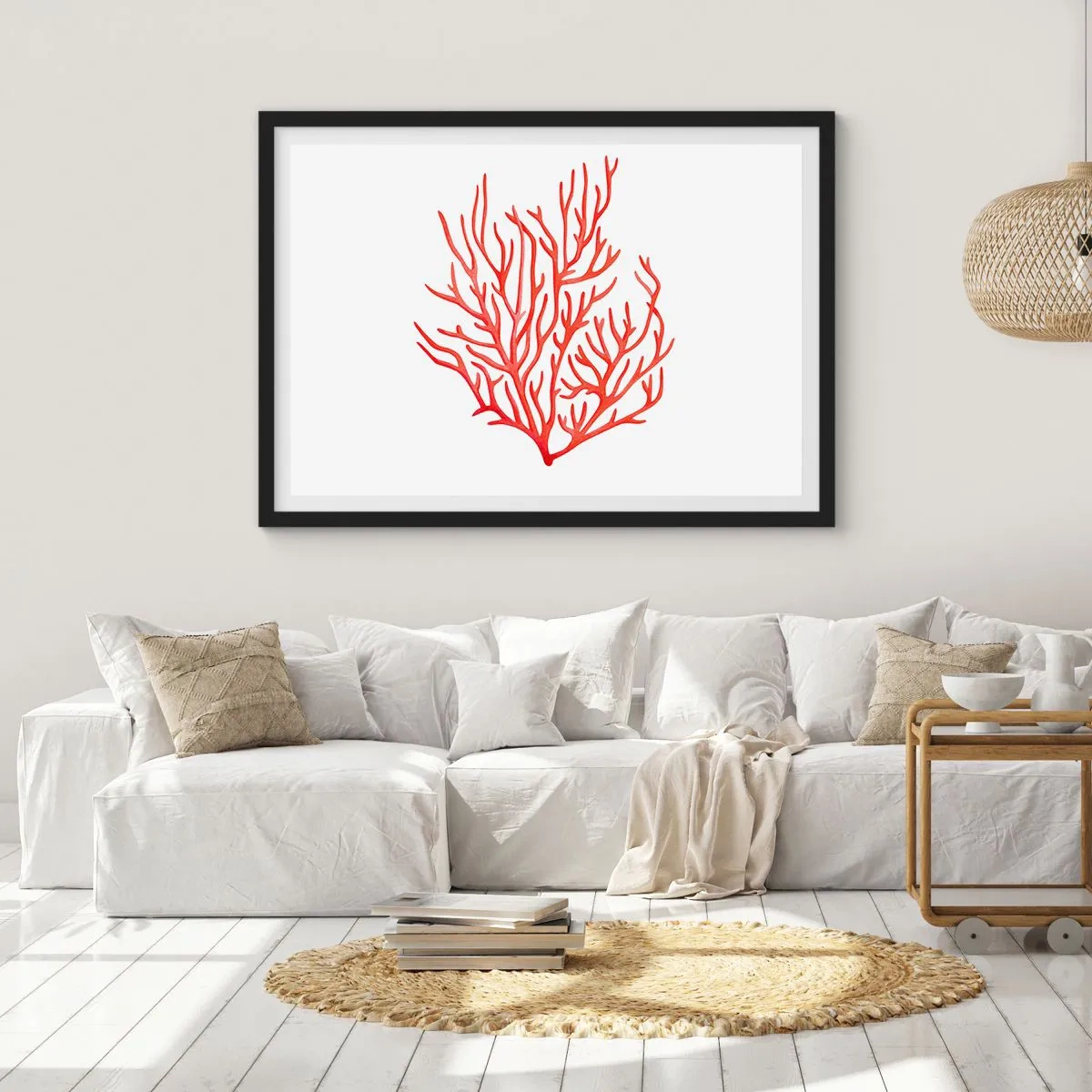 Plakat i sort ramme - Koral-filigran - 70x50 cm