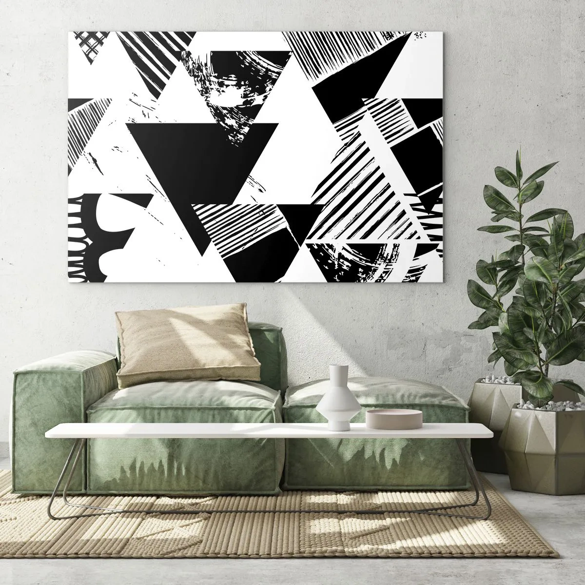 Billede på glas - Regn af trekanter - 100x70 cm