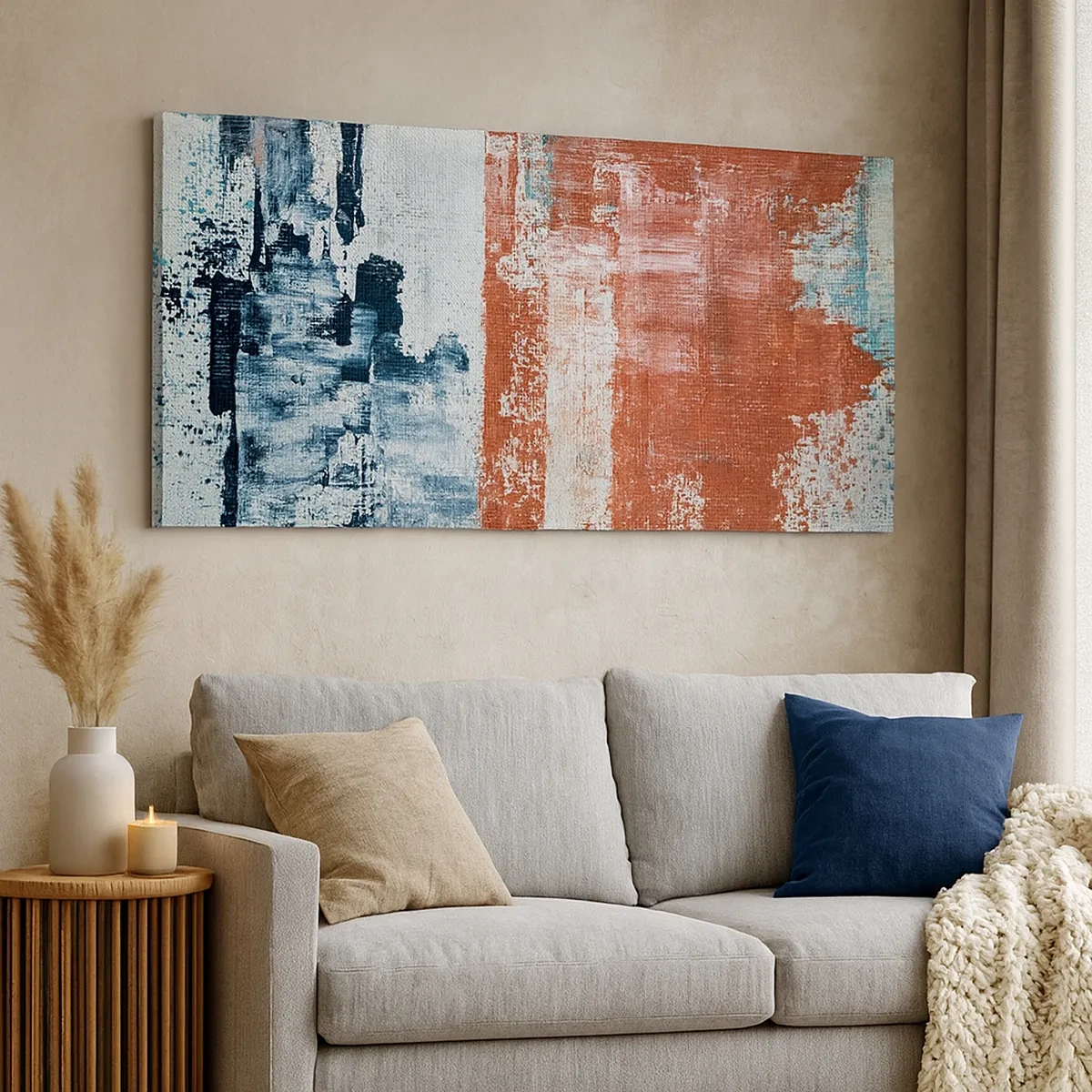 Lærredstryk - Billede på lærred - Abstrakt halvt og halvt - 30x30 cm