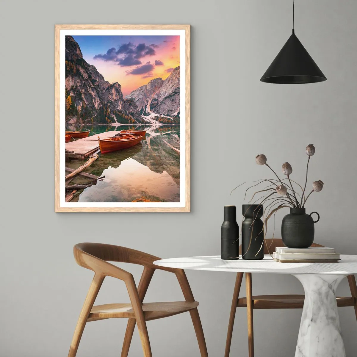 Plakat i ramme af lyst egetræ - Dagens løfte - 40x50 cm