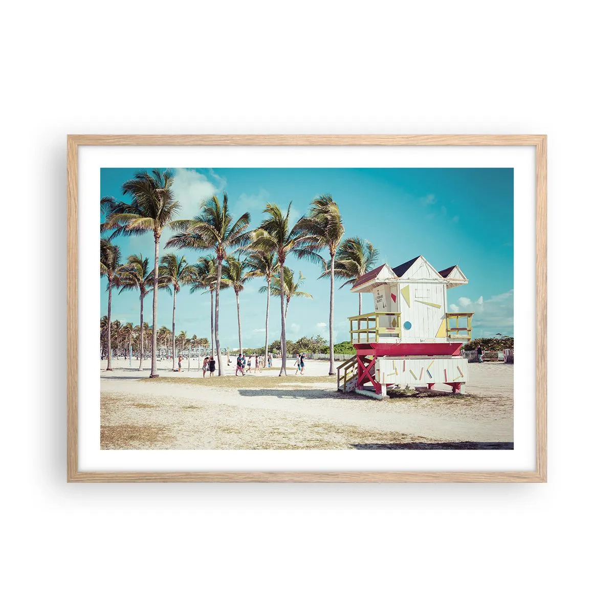 Plakat i ramme af lyst egetræ - En smuk dag foran dig - 70x50 cm