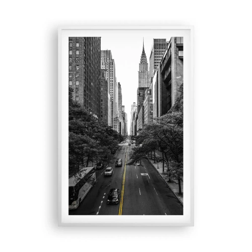 Plakat i hvid ramme - New York morgen - 61x91 cm
