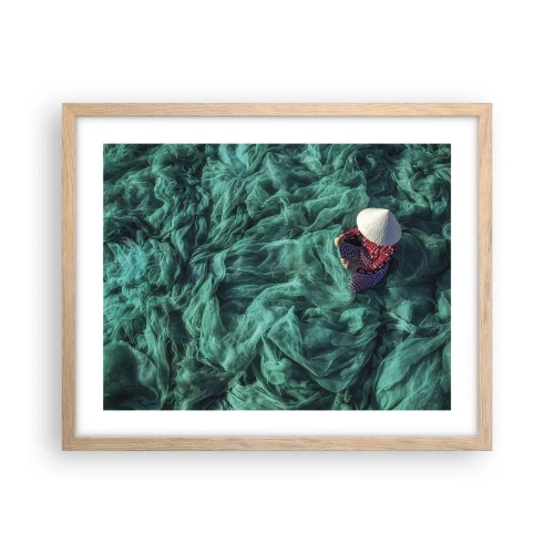 Plakat i ramme af lyst egetræ - I et hav af lys - 50x40 cm
