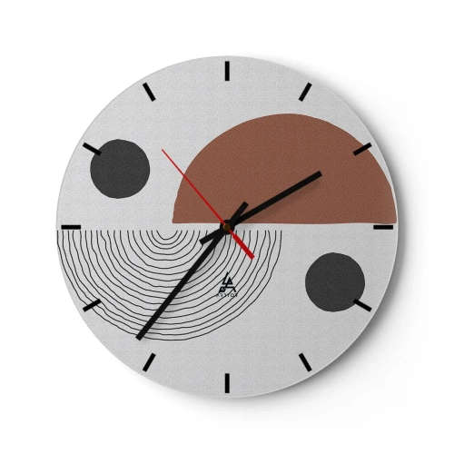 Vægur, Uret - Geometrisk mønster i brune og sorte nuancer - 30x30cm - Perfektion af hjulet - Moderne vægdekoration til stue, køkken og soveværelse ARTTOR