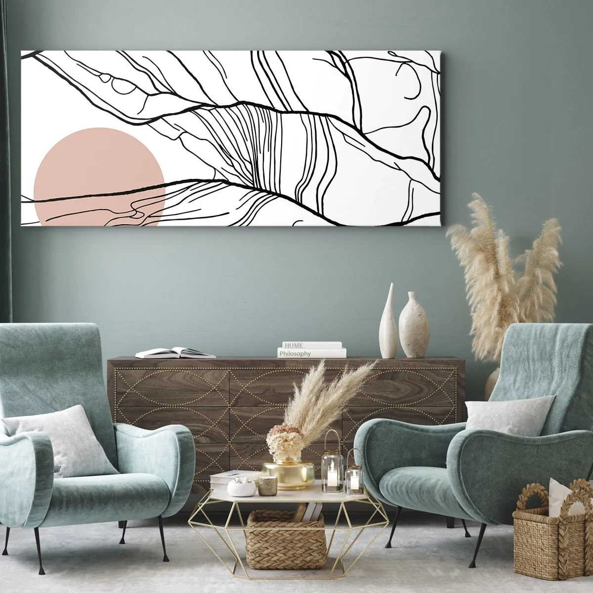 Lærredstryk - Billede på lærred - I et netværk af kviste - 100x40 cm