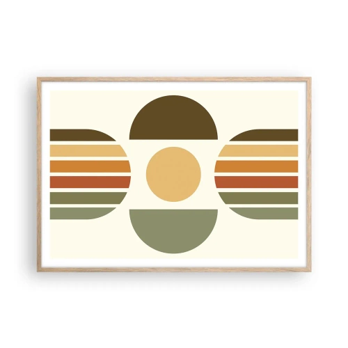 Plakat i ramme af lyst egetræ - I jordfarver - 100x70 cm