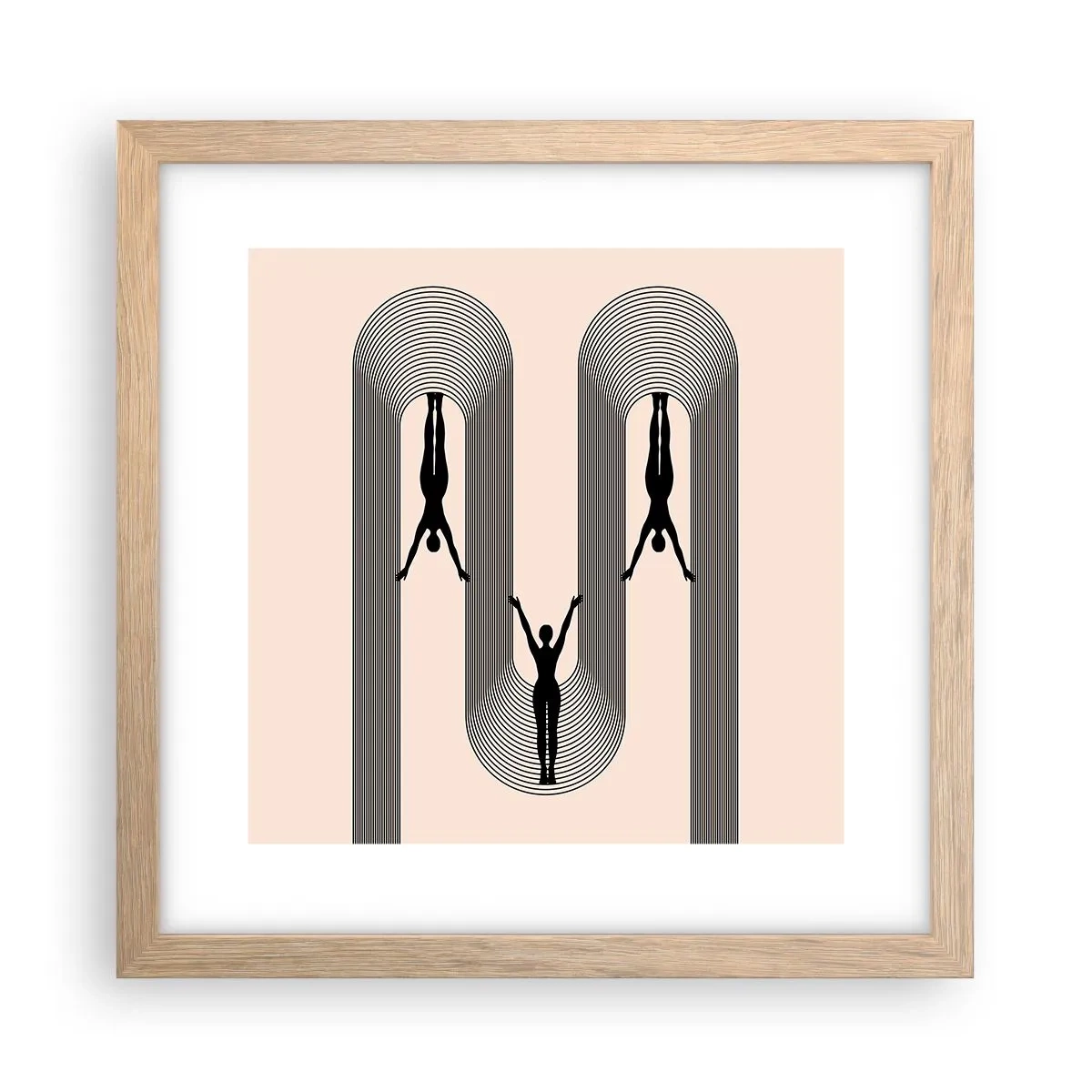 Plakat i ramme af lyst egetræ - På hovedet nedad - 30x30 cm