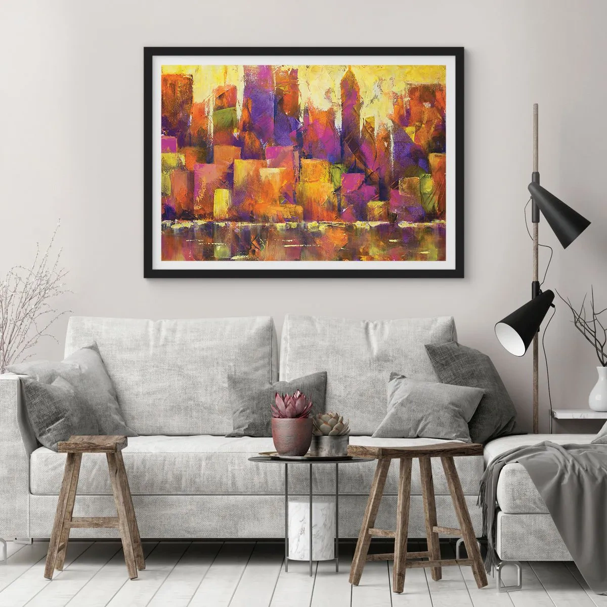 Plakat i sort ramme - Metropolitansk sammensætning - 50x40 cm